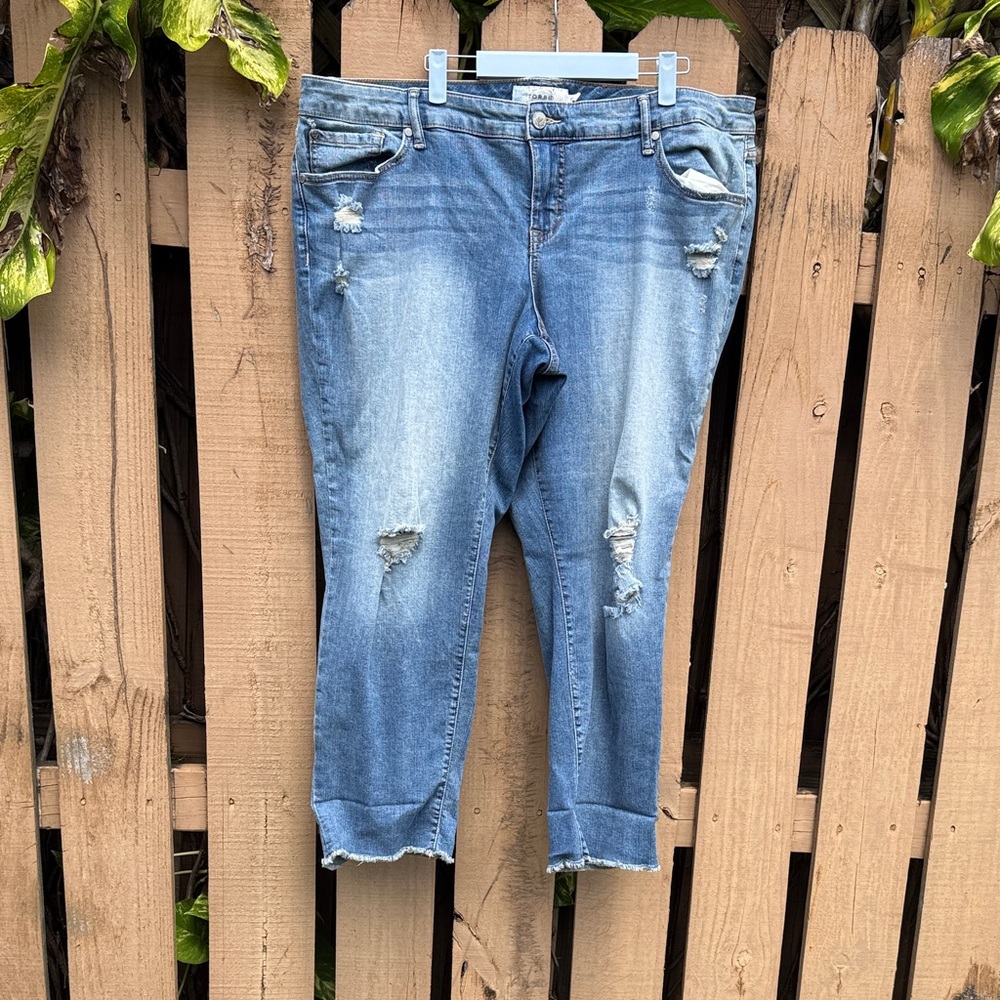 torrid Light Wash Distressed Straight-Leg Jeans